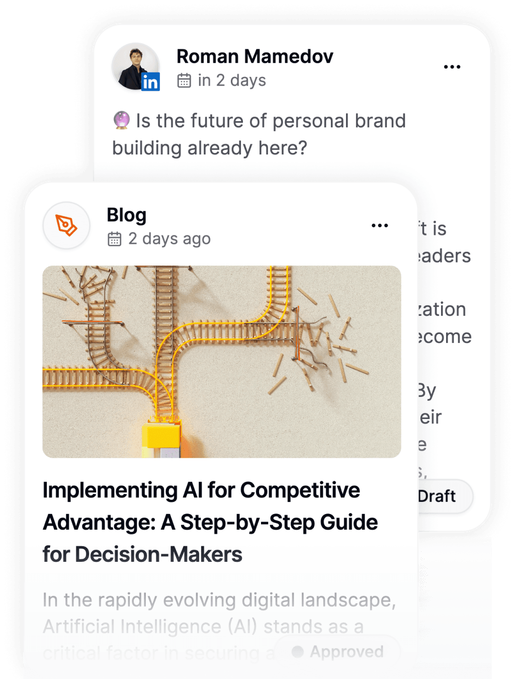 Image of a blog and LinkedIn post generated by Contentist